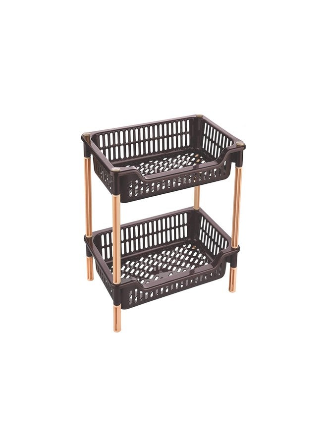 Sonal - Luxor 2 Tier Multi-Purpose Rack for Office, Kitchen Rack | Stand | Organizer Storage Shelf Standing Rack - Size: 38cm x 24cm x 32cm (Small, Brown) - Image 1